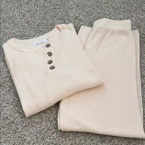 Anrabess Cream Henley Sweater and Joggers Set Size: M  *New ✨